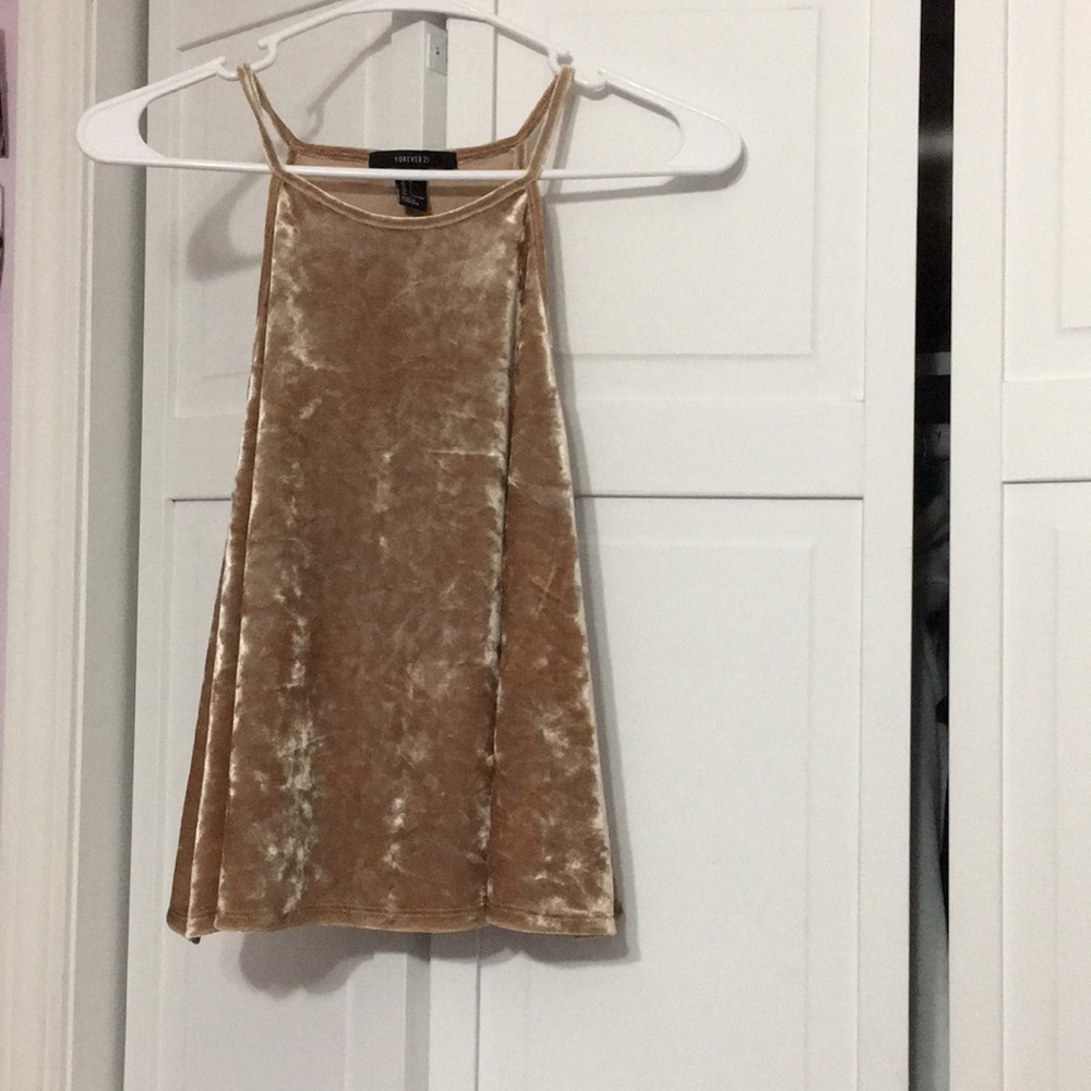 High neck, golden velvet tank